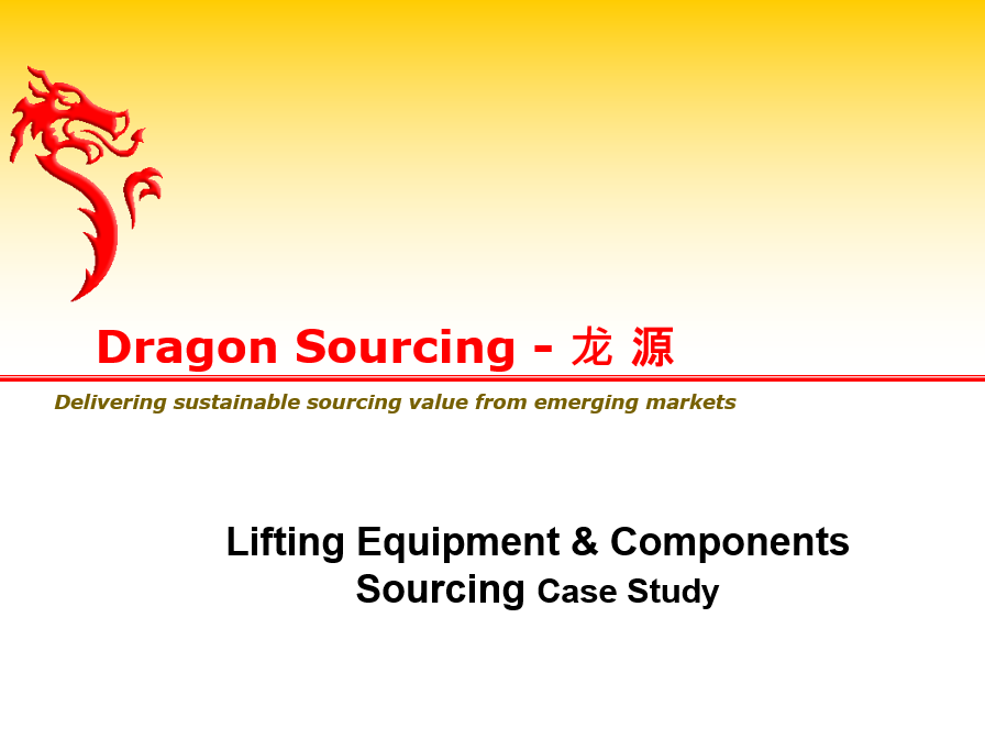 Case Study: Strategic Sourcing of Lifting Equipment & Components